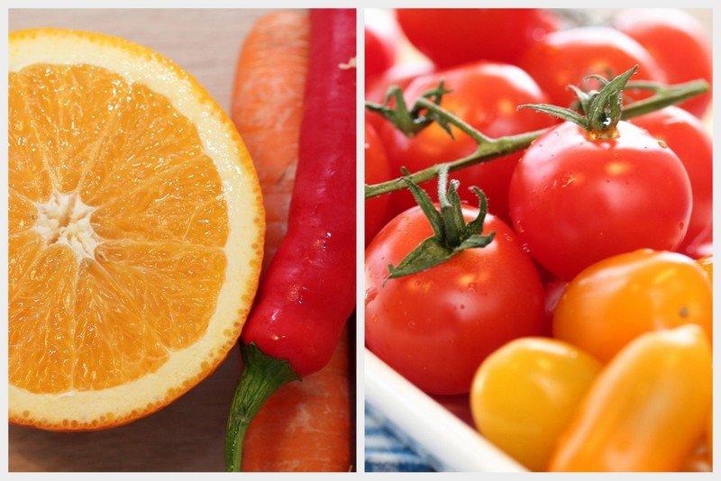Tomat, gulrot, appelsin og chili
