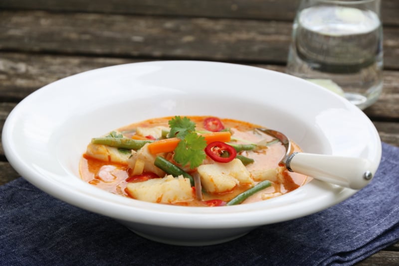 Thaisuppe med torsk og reker