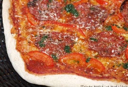 Image: Pizza à la Schakenda – med salami, parmesan og basilikumolje