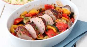 Image: Chilimarinert svinefilet med ovnsbakte grønnsaker