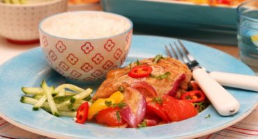 Image: KYLLING I FORM MED PAPRIKA OG HOT MANGOSAUS