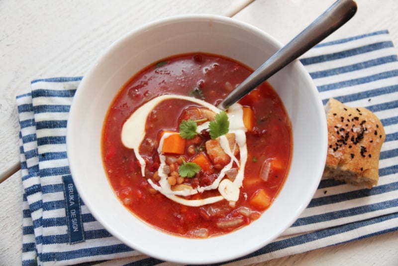 Linsesuppe med kylling og gulrot