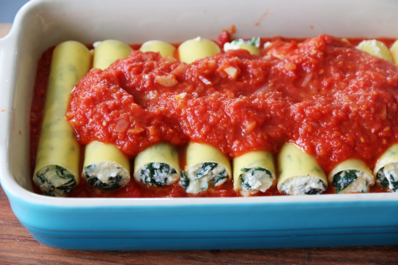 Canneloni med spinat og ricotta