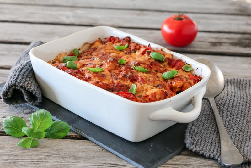 Vegetarlasagne med aubergine og paprika