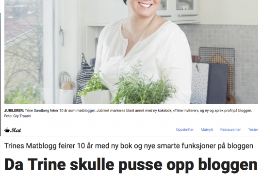 Image: DAGBLADET: TRINES MATBLOGG ER BLITT NY