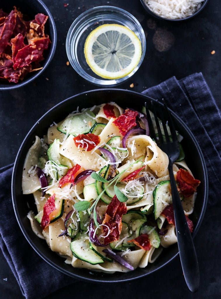 Pappardelle med parmaskinke og squash