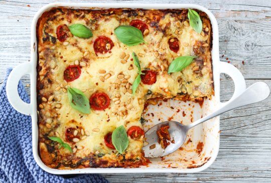 Image: VEGETARLASAGNE MED SPINAT, RICOTTA OG TOMAT