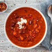 Image: RØD LINSESUPPE MED CHORIZO, GULROT OG PAPRIKA