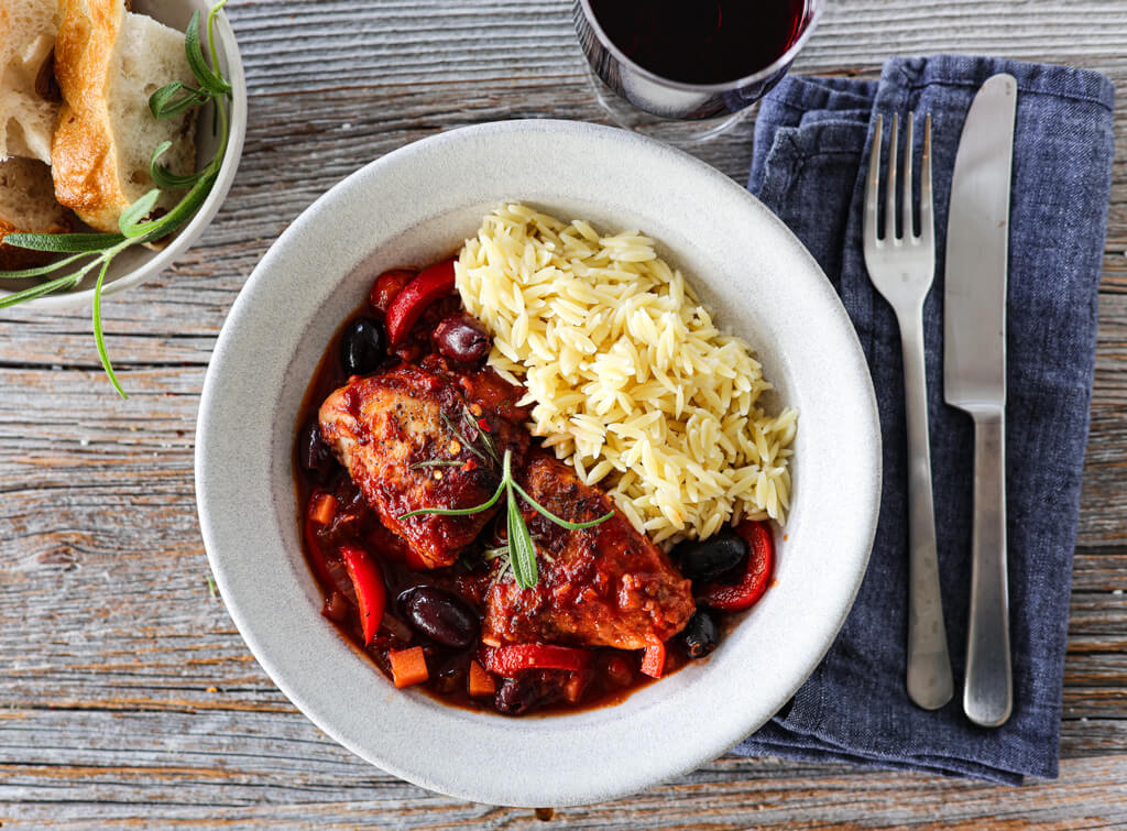 Kylling cacciatore med risoni