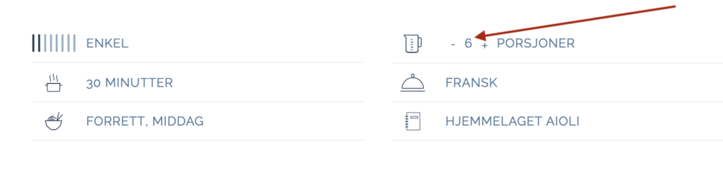 Justere antall porsjoner