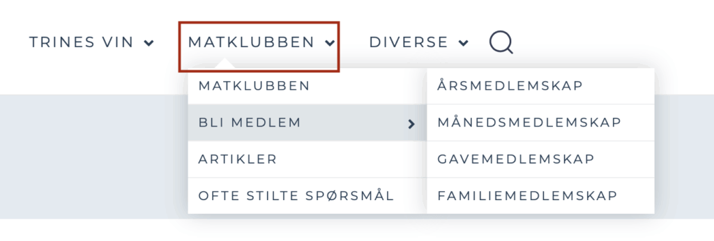 Matklubben - navigasjon