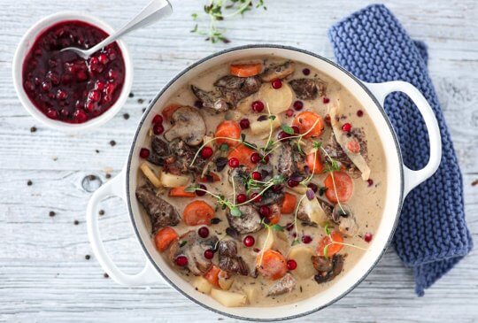 Image: KREMET VILTGRYTE MED REINSDYR, BACON OG SOPP