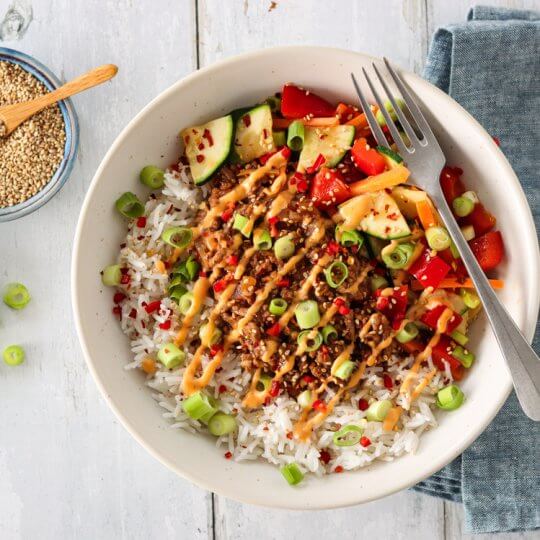 Image: KOREANSK KJØTTGRYTE MED WOKEDE GRØNNSAKER