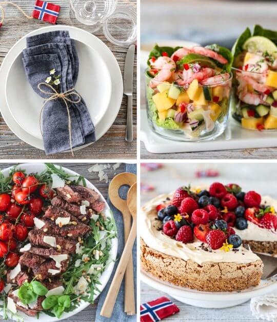 Image: 17. MAI-MENYEN; REKECOCTAIL, TAGLIATA OG MANDELKAKE MED FRISKE BÆR