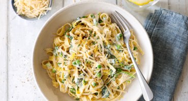 Image: PASTA MED RICOTTA, SPINAT, ERTER OG SITRON