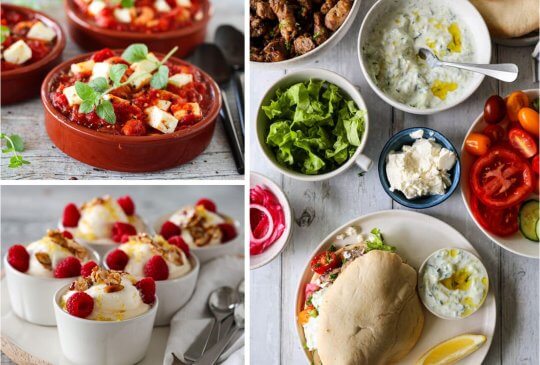 Image: SEPTEMBERMENYEN; REKER SAGANAKI, GYROS I PITA OG SITRONMOUSSE