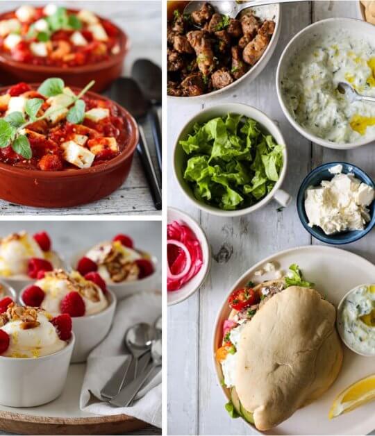 Image: SEPTEMBERMENYEN; REKER SAGANAKI, GYROS I PITA OG SITRONMOUSSE